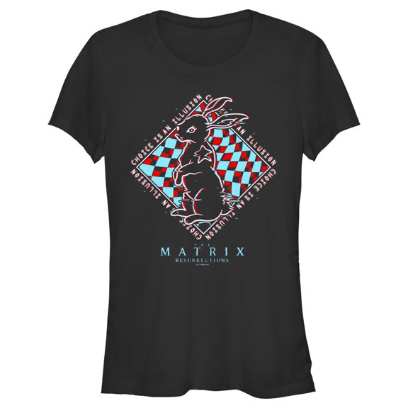 Junior's The Matrix Resurrections Glitch Rabbit  Graphic Tee Black 2X Large
