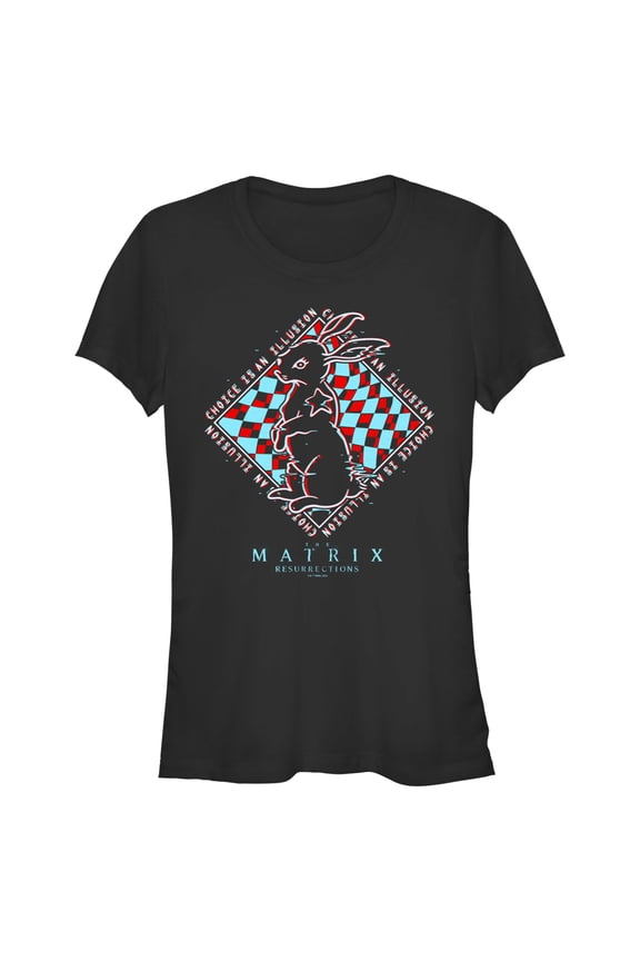 Junior's The Matrix Resurrections Glitch Rabbit Graphic Tee Black Large