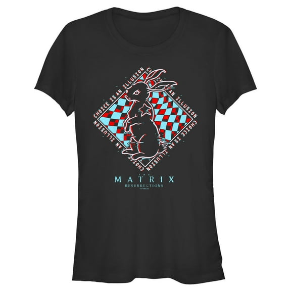 Junior's The Matrix Resurrections Glitch Rabbit  Graphic Tee Black X Large
