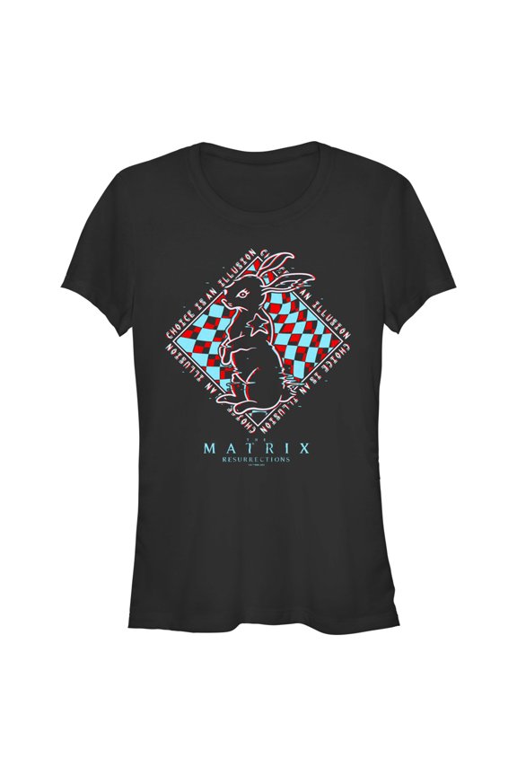 Junior's The Matrix Resurrections Glitch Rabbit  Graphic Tee Black X Large