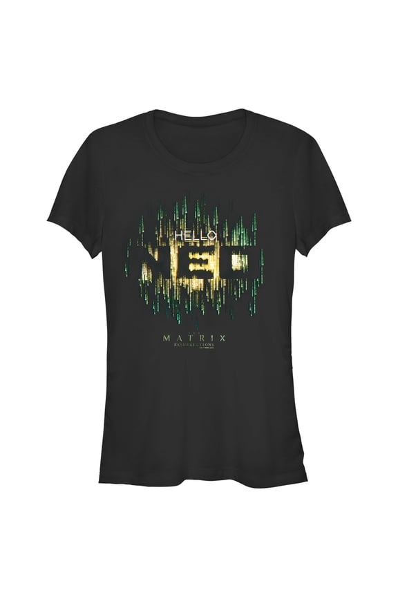 Junior's The Matrix Resurrections Hello Neo Graphic Tee Black Small
