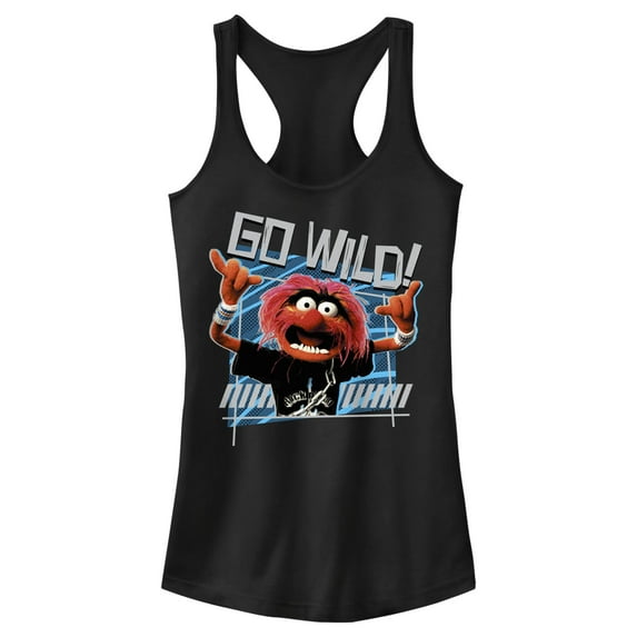 Junior's The Muppets Animal Go Wild Racerback Tank Top Black Small