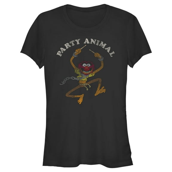 Junior's The Muppets Animal Party  Graphic Tee Black Large