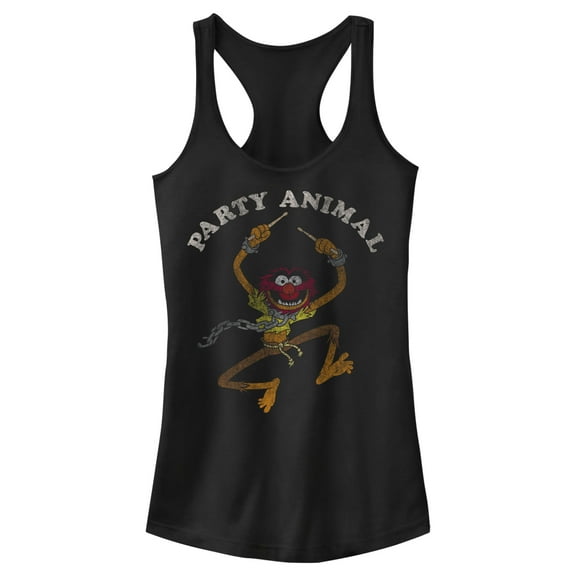 Junior's The Muppets Animal Party Racerback Tank Top Black X Large