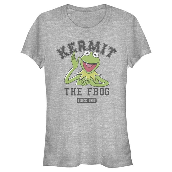 Junior's The Muppets Collegiate Kermie  Graphic Tee Athletic Heather Large