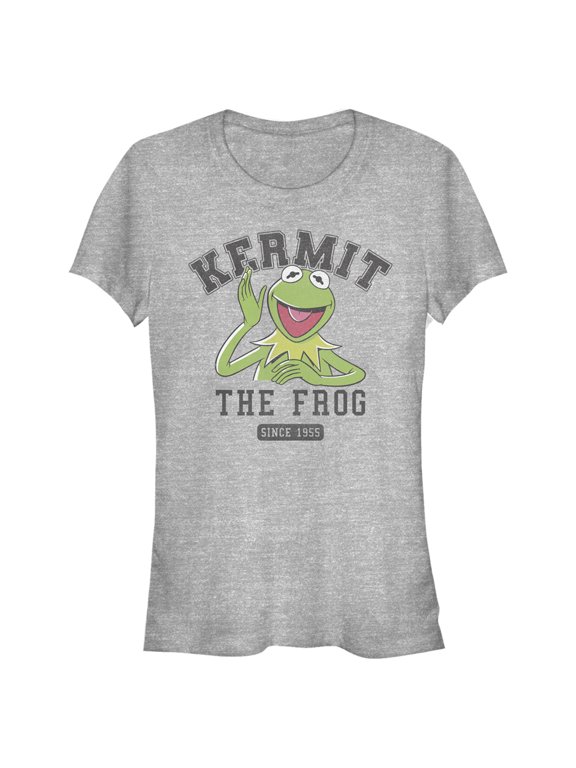 Junior's The Muppets Collegiate Kermie Graphic Tee Athletic Heather Small