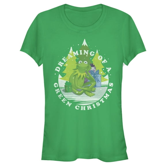 Junior's The Muppets Dreaming of a Green Christmas  Graphic Tee Kelly Green Large