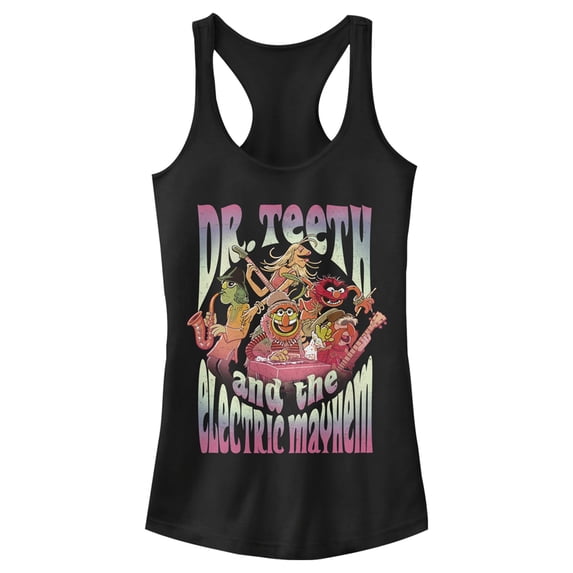 Junior's The Muppets Electric Mayhem Racerback Tank Top Black X Large