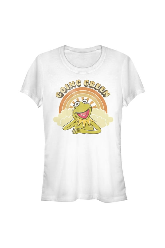 Junior's The Muppets Green Kermit  Graphic Tee White Large