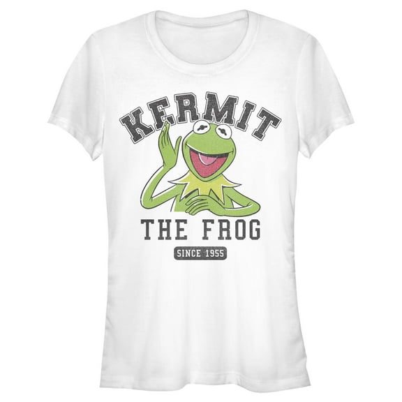 Junior's The Muppets Kermit 1955 Collegiate  Graphic Tee White X Large