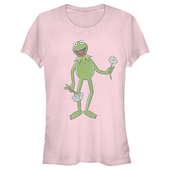 Junior's The Muppets Kermit Flower Bouquet  Graphic Tee Light Pink Small