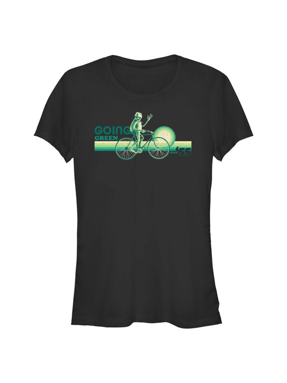 Junior's The Muppets Kermit Going Green Graphic Tee Black Medium
