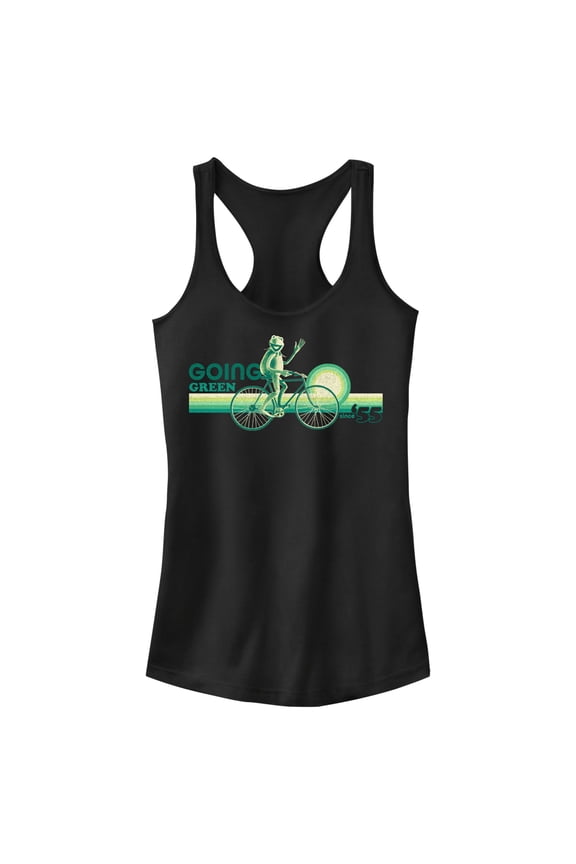 Junior's The Muppets Kermit Going Green Racerback Tank Top Black X Small