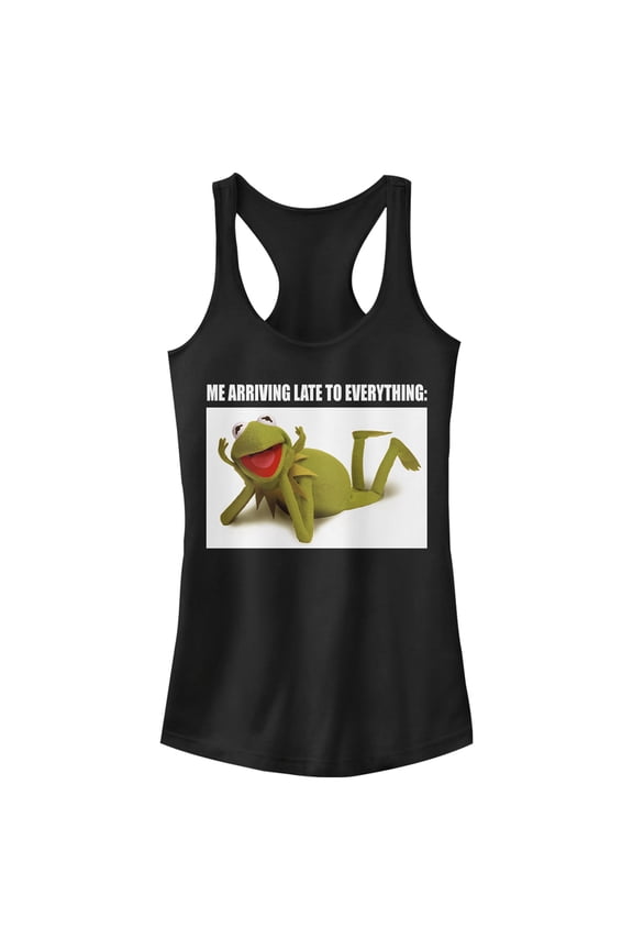 Junior's The Muppets Kermit Meme Racerback Tank Top Black X Small
