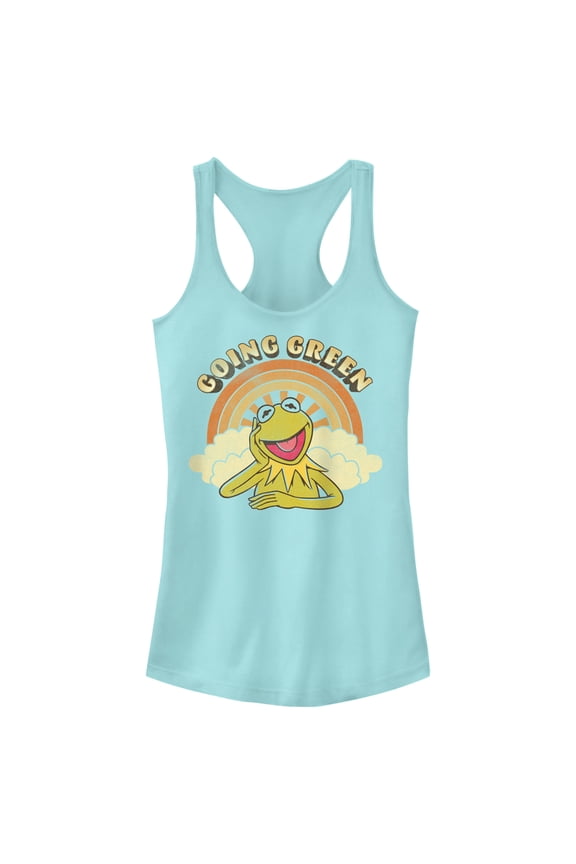 Junior's The Muppets Kermit Retro Green  Racerback Tank Top Cancun Large
