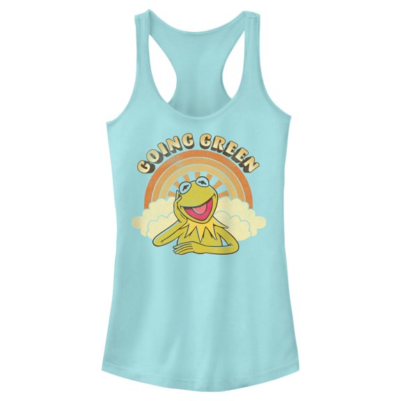 Junior's The Muppets Kermit Retro Green Racerback Tank Top Cancun Medium