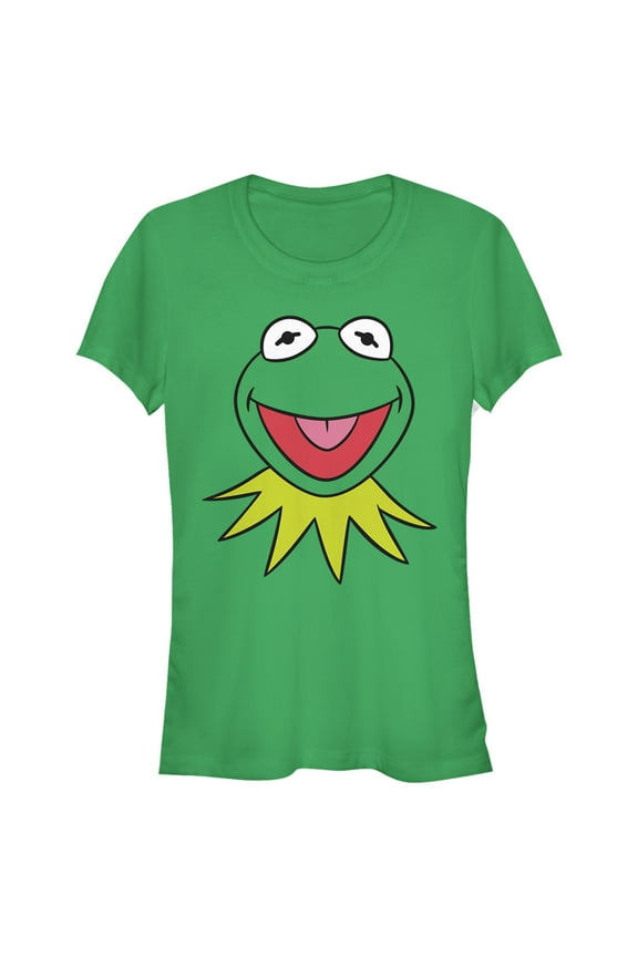 Junior's The Muppets Kermit the Frog Face Graphic Tee Kelly Green 2X Large