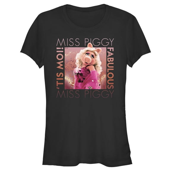 Junior's The Muppets Miss Piggy Fabulous  Graphic Tee Black Medium