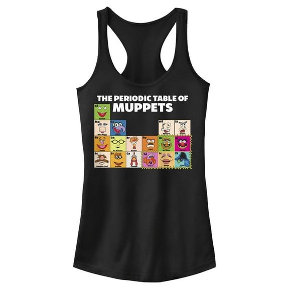 Junior's The Muppets Periodic Table Racerback Tank Top Black X Large