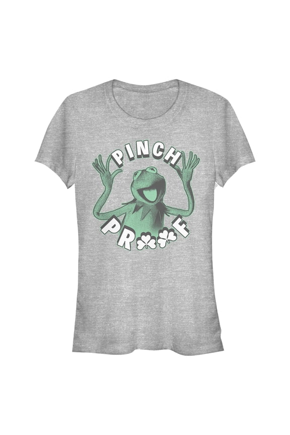 Junior's The Muppets St. Patrick's Day Kermit Pinch Proof Graphic Tee Athletic Heather Medium