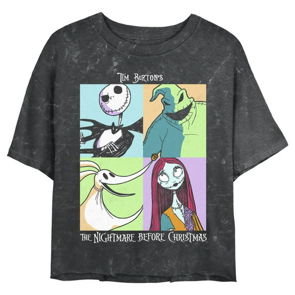 Junior's The Nightmare Before Christmas Character Portraits Graphic Crop T-Shirt Black 2X Large