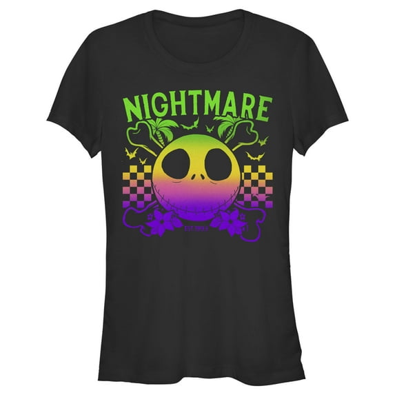 Junior's The Nightmare Before Christmas EST. 1993 Neon Rainbow Jack Graphic Tee Black 2X Large