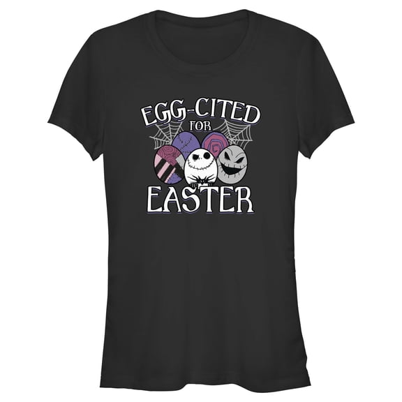 Junior's The Nightmare Before Christmas Egg-Cited for Easter  Graphic Tee Black X Large