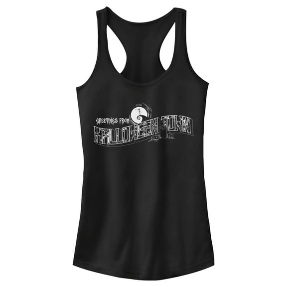 Junior's The Nightmare Before Christmas Greetings from Halloween Town Racerback Tank Top Black Large