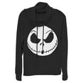 thumbnail image 1 of Junior's The Nightmare Before Christmas Halloween Jack Skellington Big Face Cowl Neck Sweatshirt Black X Small, 1 of 4