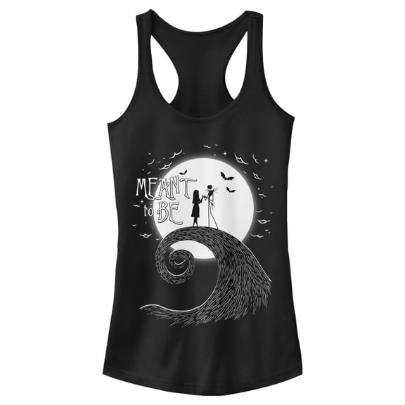 Junior's The Nightmare Before Christmas Halloween Jack Skellington Sally Meant to Be Racerback Tank Top Black 2X Large