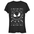 thumbnail image 1 of Junior's The Nightmare Before Christmas Halloween Jack Skellington Sweater Print Graphic Tee Black 2X Large, 1 of 3