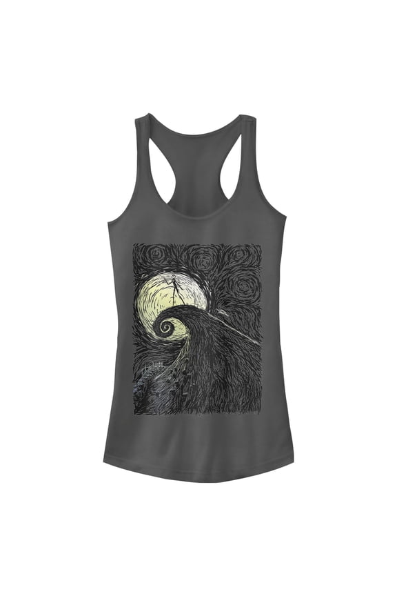 Junior's The Nightmare Before Christmas Halloween Jack on Spiral Hill  Racerback Tank Top