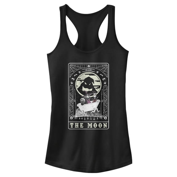 Junior's The Nightmare Before Christmas Halloween Oogie Boogie and his Boys Moon Tarot Card Racerback Tank Top Black 2X Large