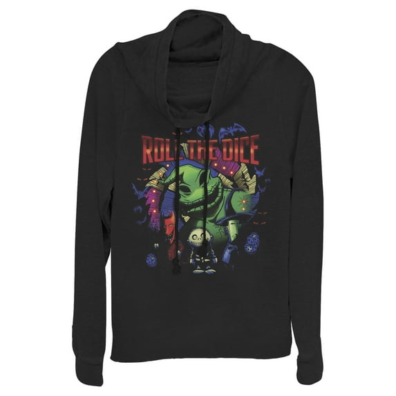 Junior's The Nightmare Before Christmas Halloween Oogie Roll The Dice Cowl Neck Sweatshirt Black Large
