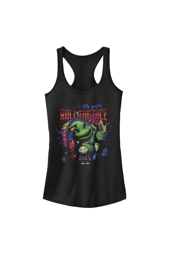 Junior's The Nightmare Before Christmas Halloween Oogie Roll The Dice  Racerback Tank Top Black X Small