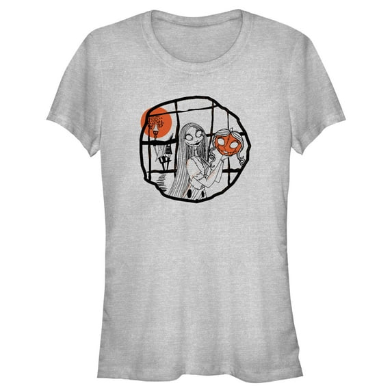 Junior's The Nightmare Before Christmas Halloween Sally Pumpkin Sketch Graphic Tee Athletic Heather Small
