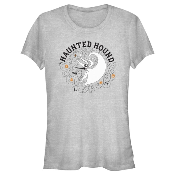 Junior's The Nightmare Before Christmas Haunted Hound Zero Graphic Tee Athletic Heather Large