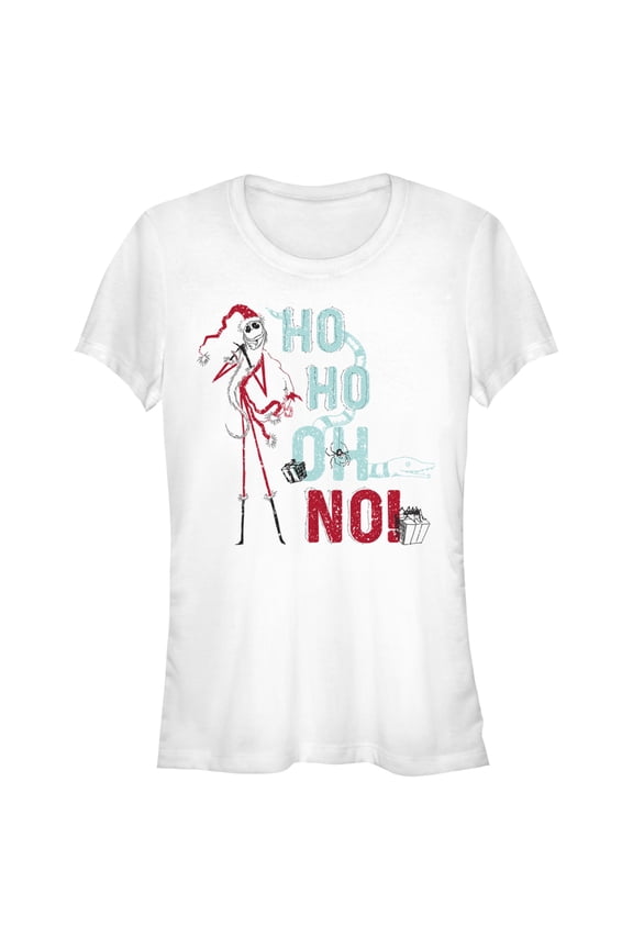Junior's The Nightmare Before Christmas Ho Ho Oh No Sandy Claws  Graphic Tee White Small