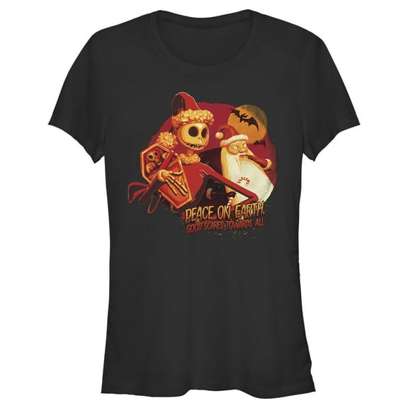 Junior's The Nightmare Before Christmas Jack Good Scares Towards All  Graphic Tee Black Large