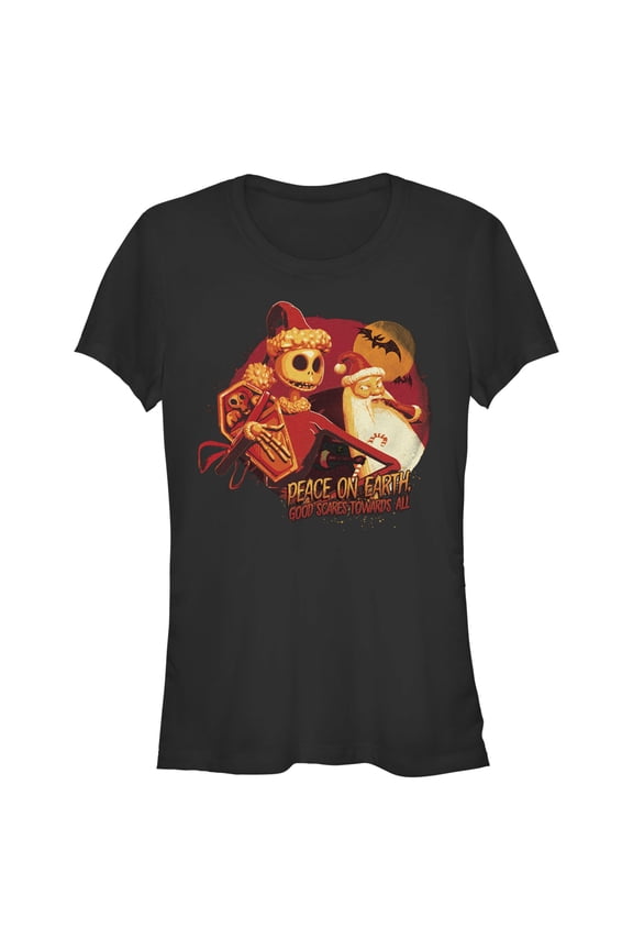 Junior's The Nightmare Before Christmas Jack Good Scares Towards All Graphic Tee Black X Large
