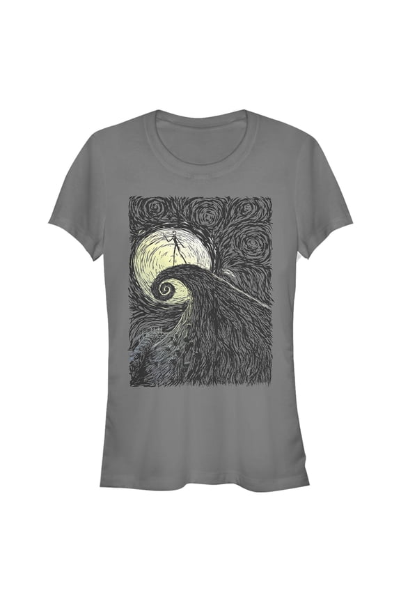 Junior's The Nightmare Before Christmas Jack Skellington Spiral Hill Painting  Graphic Tee Charcoal Large