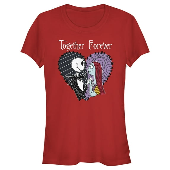 Junior's The Nightmare Before Christmas Jack and Sally Together Forever Graphic Tee Red Medium