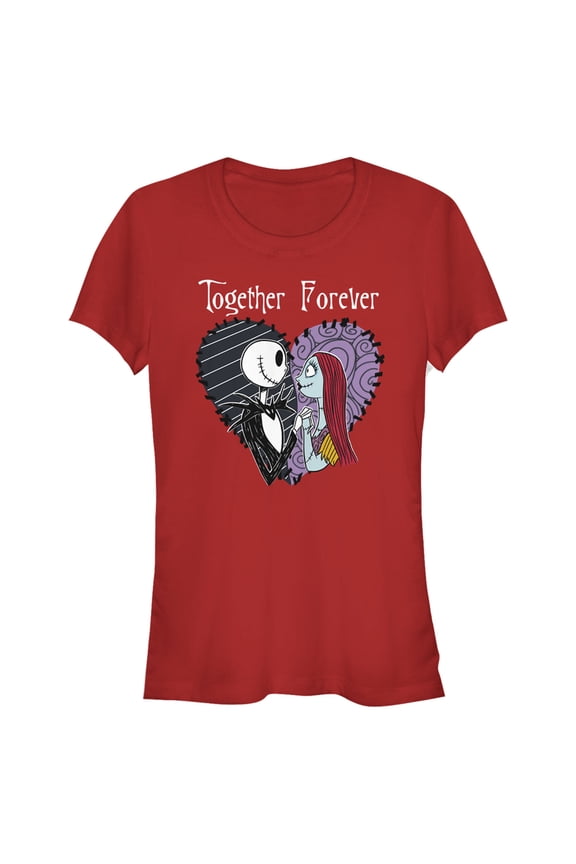 Junior's The Nightmare Before Christmas Jack and Sally Together Forever Graphic Tee Red Small