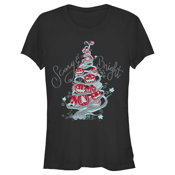 Junior's The Nightmare Before Christmas Scary & Bright Tree Graphic Tee Black 2X Large