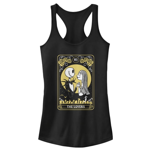 Junior's The Nightmare Before Christmas The Lovers Tarot Card Racerback Tank Top Black X Large
