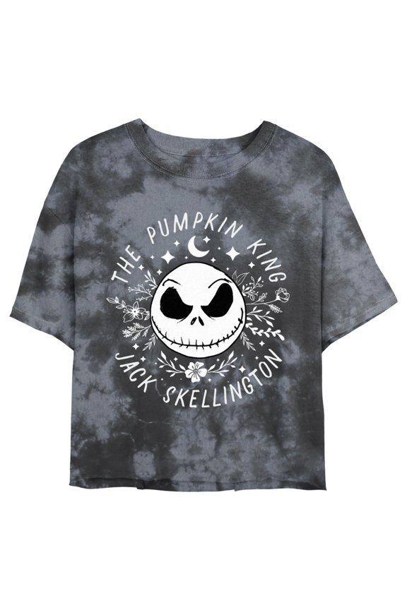 Junior's The Nightmare Before Christmas The Pumpkin King Circle Graphic Crop T-Shirt Black 2X Large