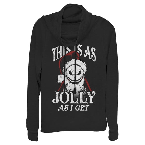 Junior's The Nightmare Before Christmas This Is As Jolly as I Get Cowl Neck Sweatshirt Black 3X Large