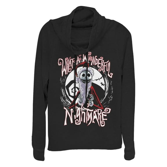 Junior's The Nightmare Before Christmas What A Wonderful Santa Jack  Cowl Neck Sweatshirt