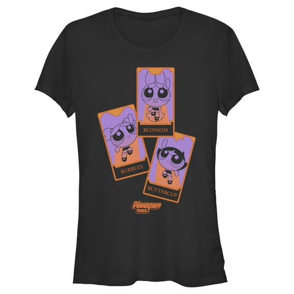 Junior's The Powerpuff Girls Halloween Tarot Cards Graphic Tee Black Small