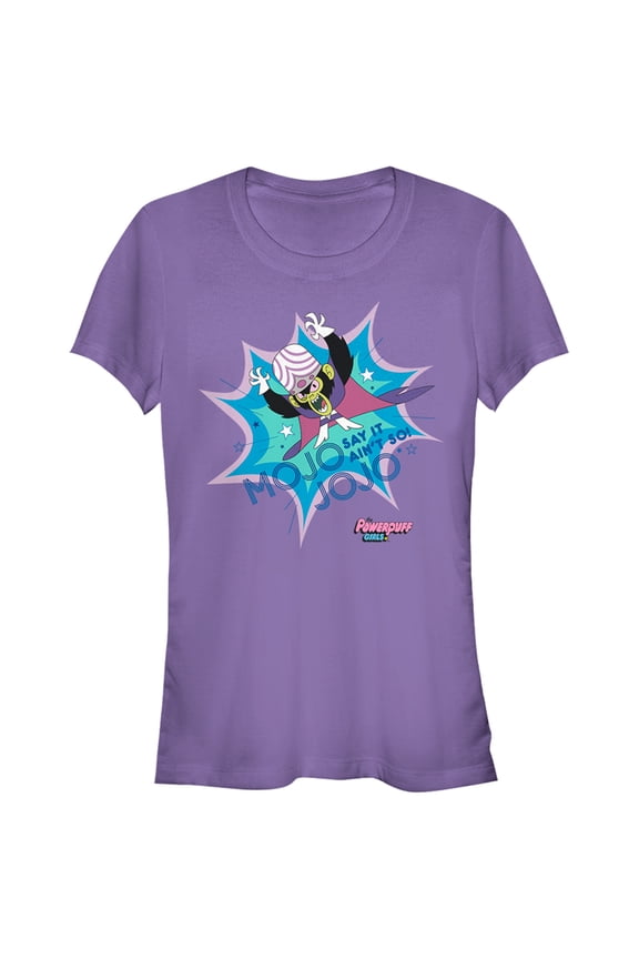 Junior's The Powerpuff Girls Mojo Jojo Say it Ain't So Graphic Tee Purple X Large
